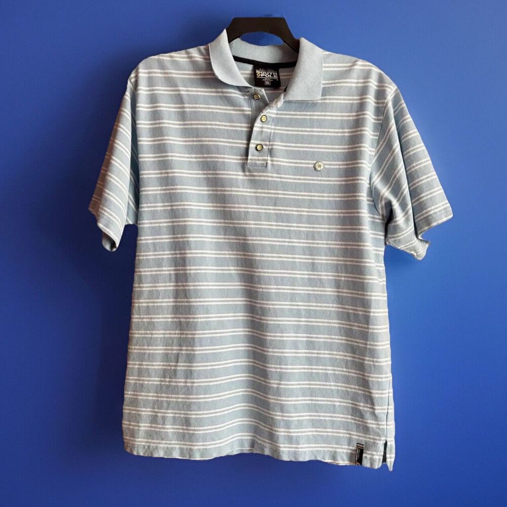 Southpole Polo Shirt Men's Size XL Blue White Striped Vintage Y2K Skater VTG
